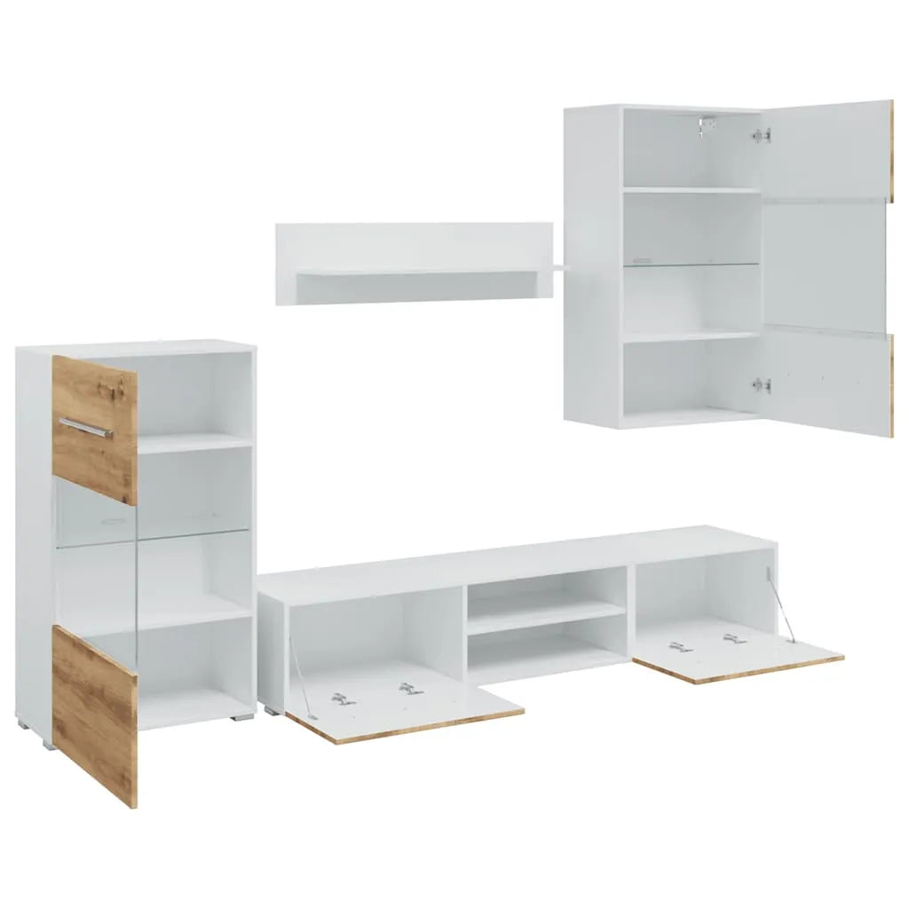 Ensemble Meuble TV XXL Effet Chêne Artisanal - 5 Pièces-Mon Meuble TV-6