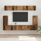 Ensemble TV Mural Effet Bois Ancien - 5 Pièces-Mon Meuble TV-2