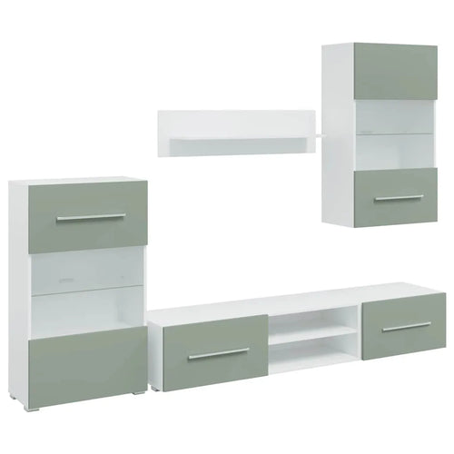 Grand Meuble TV avec Rangement Vert Olive - 5 Pièces-Mon Meuble TV-1