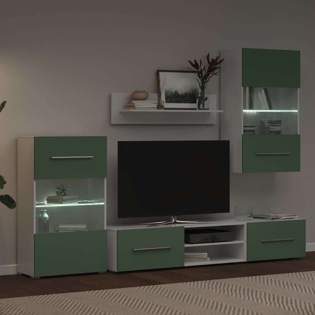 Grand Meuble TV avec Rangement Vert Olive - 5 Pièces-Mon Meuble TV-2