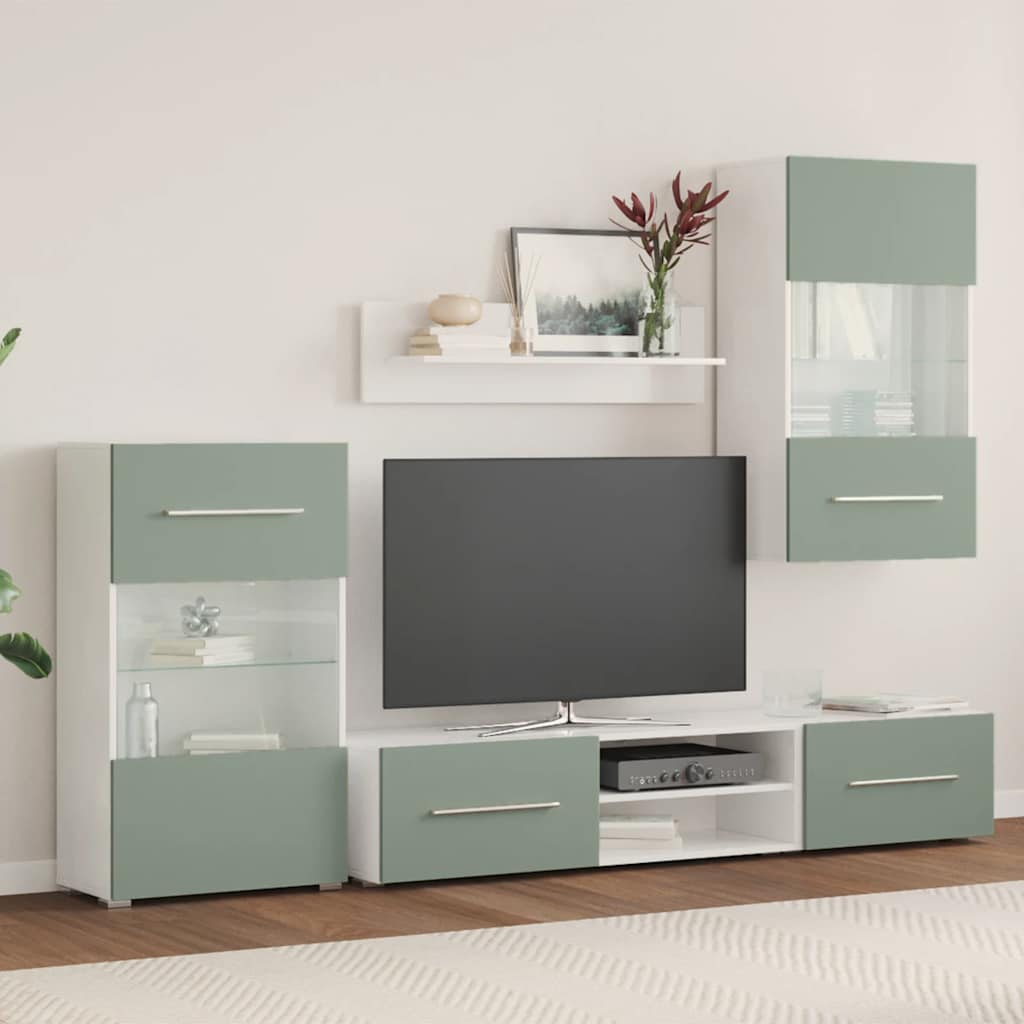 Grand Meuble TV avec Rangement Vert Olive - 5 Pièces-Mon Meuble TV-4