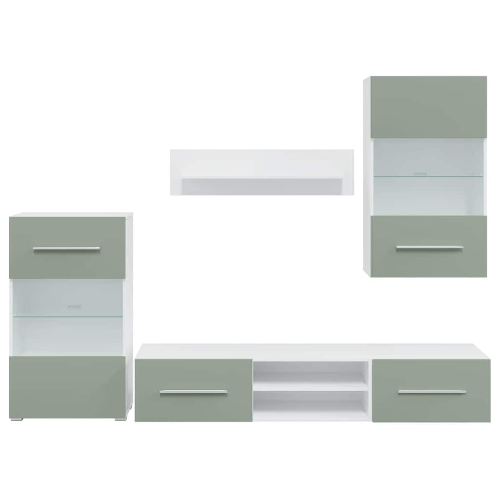 Grand Meuble TV avec Rangement Vert Olive - 5 Pièces-Mon Meuble TV-5