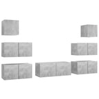 Grand Meuble TV Bibliothèque Suspendu Gris Béton - 7 Pièces-Mon Meuble TV-Bois ancien-60 cm-8-1
