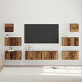 Grand Meuble TV Bibliothèque Suspendu Gris Béton - 7 Pièces-Mon Meuble TV-Bois ancien-60 cm-8-24