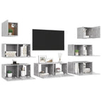 Grand Meuble TV Bibliothèque Suspendu Gris Béton - 7 Pièces-Mon Meuble TV-Bois ancien-60 cm-8-3