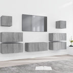 Grand Meuble TV Bibliothèque Suspendu Gris Béton - 7 Pièces-Mon Meuble TV-Sonoma gris-80 cm-7-16
