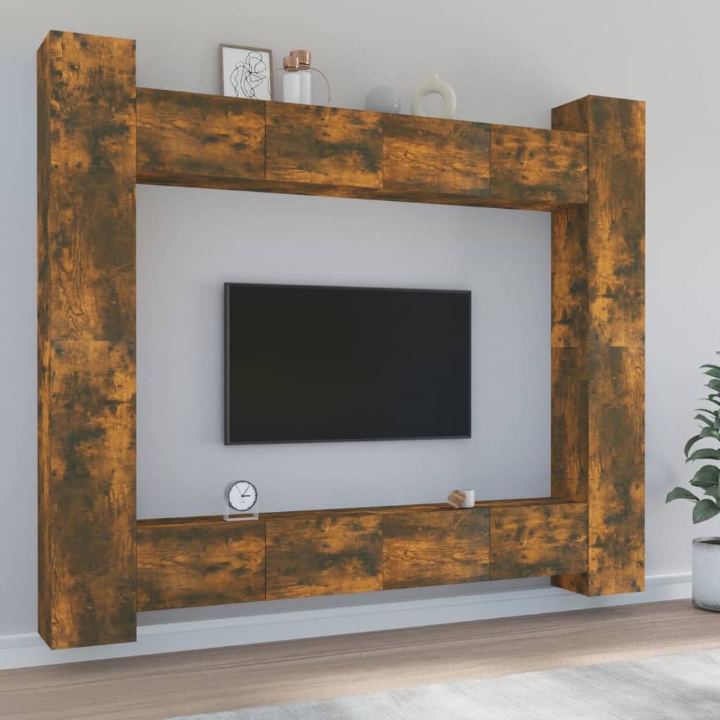 Grand Meuble TV Effet Bois Gris Sonoma - 8 Pièces-Mon Meuble TV-Chêne fumé-100 cm-8-14