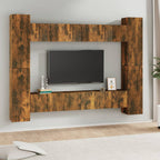 Grand Meuble TV Effet Bois Gris Sonoma - 8 Pièces-Mon Meuble TV-Chêne fumé-60 cm-10-12