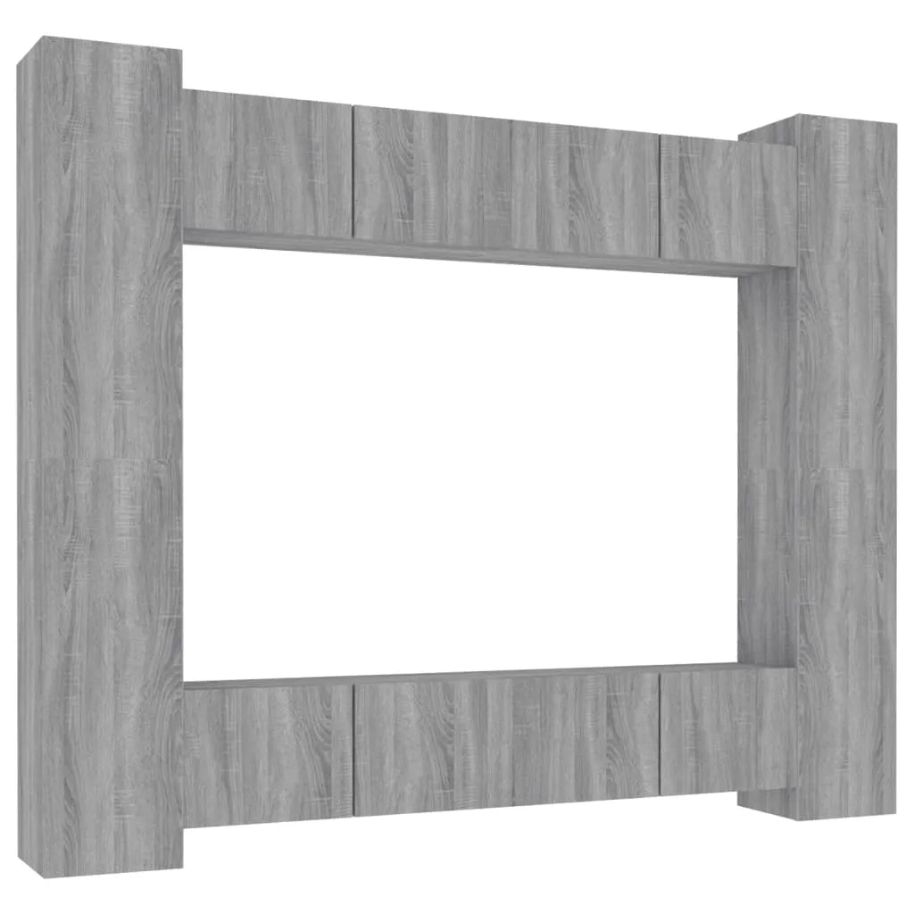 Grand Meuble TV Effet Bois Gris Sonoma - 8 Pièces-Mon Meuble TV-Chêne noir-80 cm-8-2