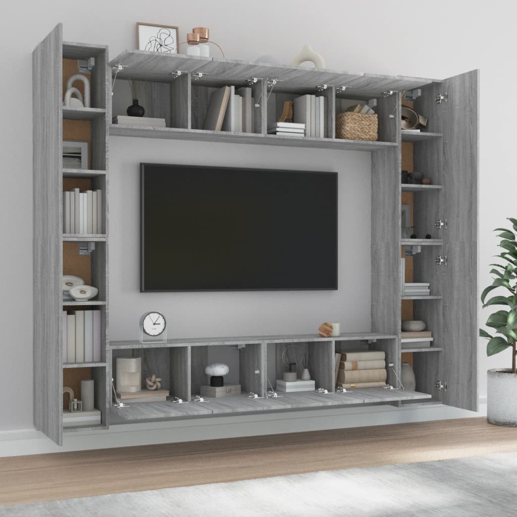 Grand Meuble TV Effet Bois Gris Sonoma - 8 Pièces-Mon Meuble TV-Chêne noir-80 cm-8-3