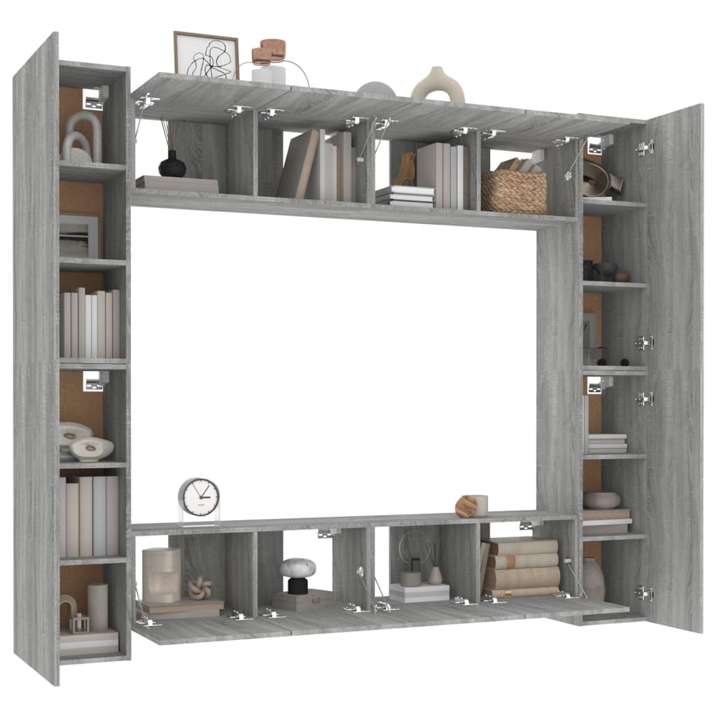 Grand Meuble TV Effet Bois Gris Sonoma - 8 Pièces-Mon Meuble TV-Chêne noir-80 cm-8-4