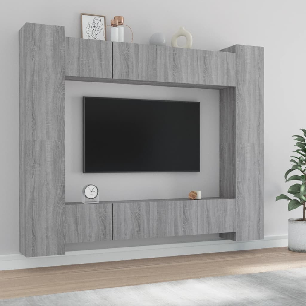 Grand Meuble TV Effet Bois Gris Sonoma - 8 Pièces-Mon Meuble TV-Sonoma gris-80 cm-8-1