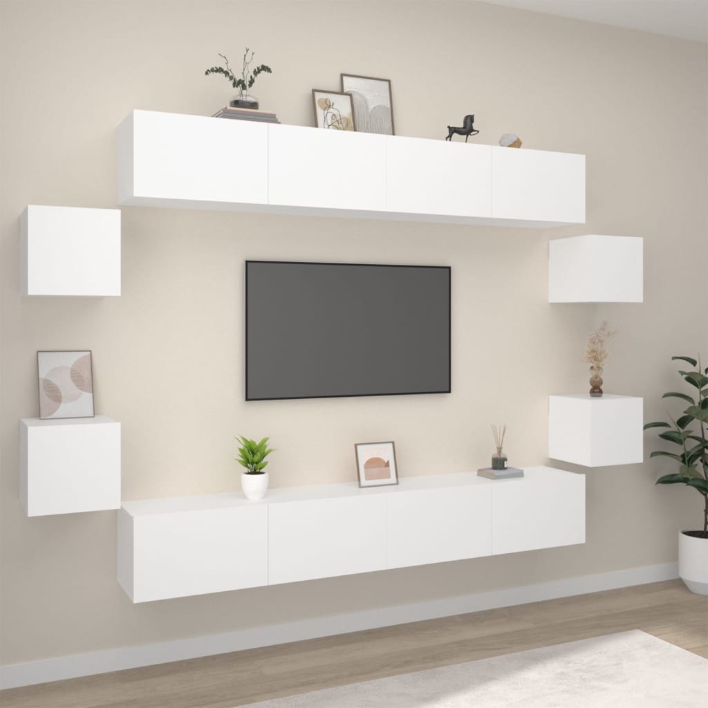 Grand Meuble TV Industriel Finition Sonoma Gris - 8 Pièces-Mon Meuble TV-Blanc-100 cm-8-19