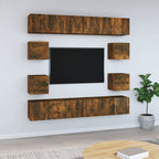 Grand Meuble TV Industriel Finition Sonoma Gris - 8 Pièces-Mon Meuble TV-Chêne fumé-60 cm-10-12