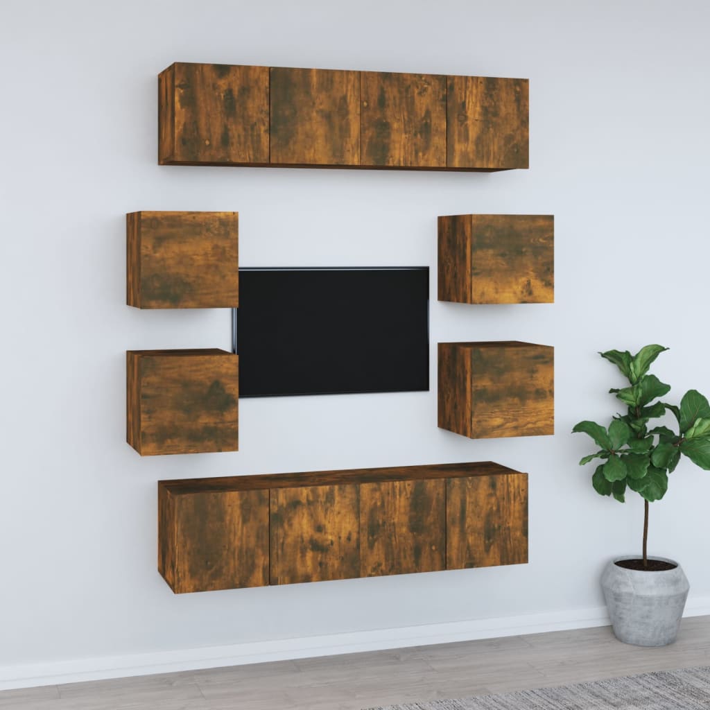 Grand Meuble TV Industriel Finition Sonoma Gris - 8 Pièces-Mon Meuble TV-Chêne fumé-60 cm-8-23
