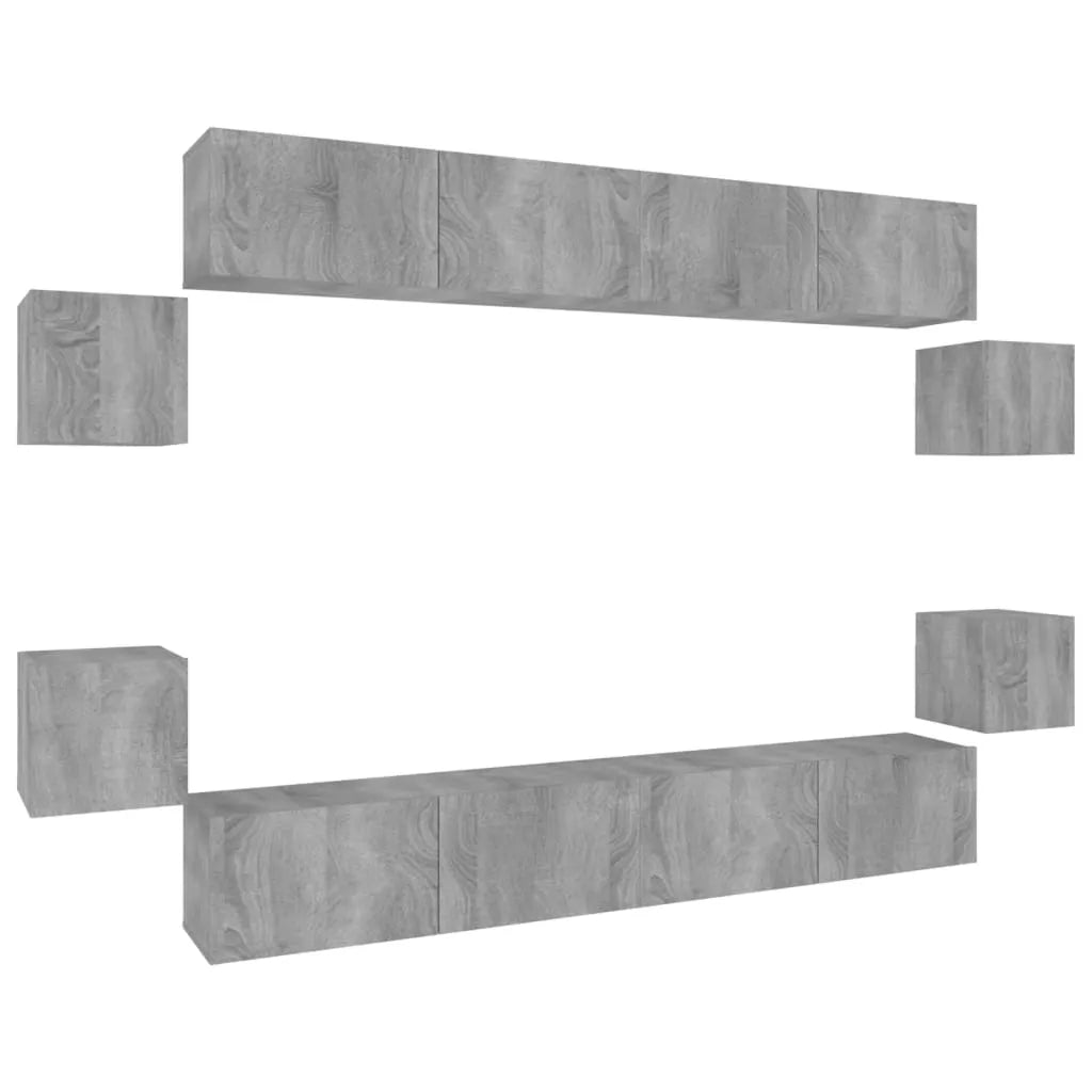 Grand Meuble TV Industriel Finition Sonoma Gris - 8 Pièces-Mon Meuble TV-Chêne fumé-80 cm-8-2