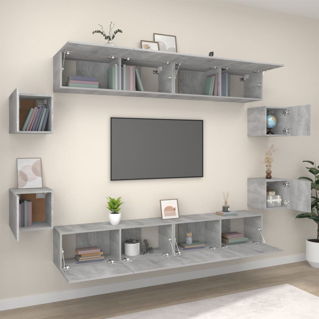 Grand Meuble TV Industriel Finition Sonoma Gris - 8 Pièces-Mon Meuble TV-Chêne fumé-80 cm-8-3
