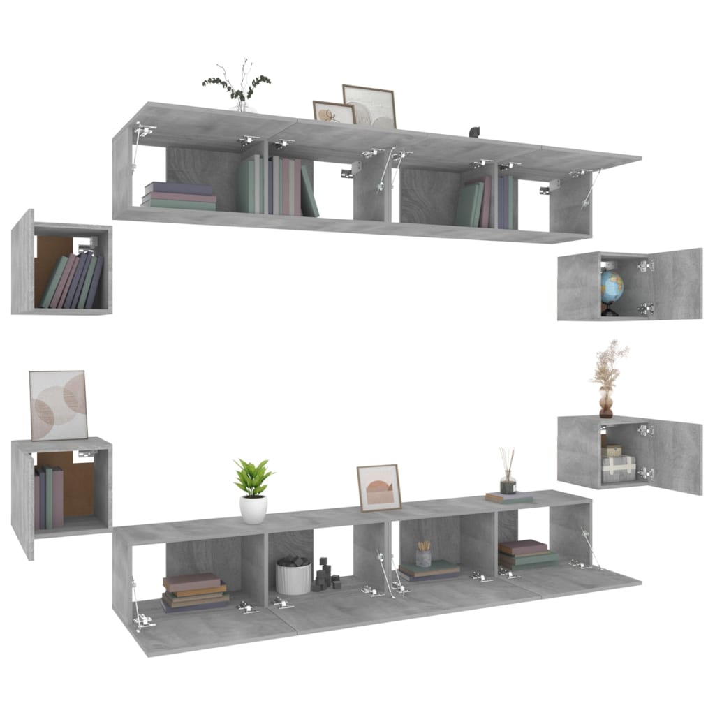 Grand Meuble TV Industriel Finition Sonoma Gris - 8 Pièces-Mon Meuble TV-Chêne fumé-80 cm-8-4