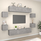 Grand Meuble TV Industriel Finition Sonoma Gris - 8 Pièces-Mon Meuble TV-Gris béton-80 cm-8-16