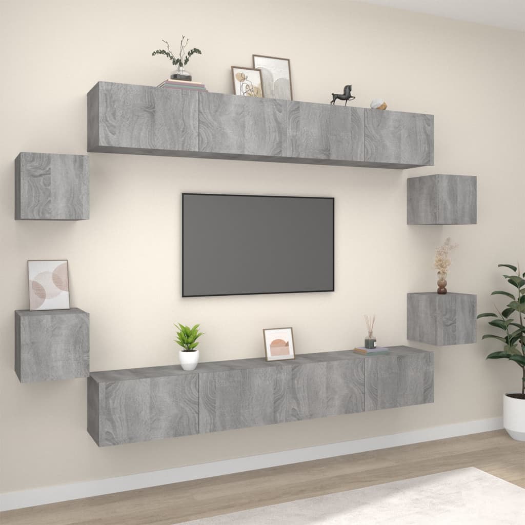 Grand Meuble TV Industriel Finition Sonoma Gris - 8 Pièces-Mon Meuble TV-Sonoma gris-100 cm-8-1