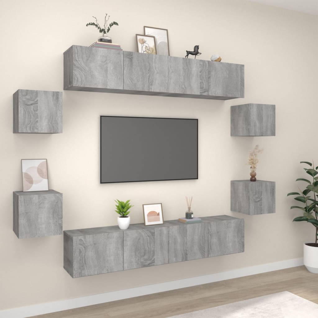 Grand Meuble TV Industriel Finition Sonoma Gris - 8 Pièces-Mon Meuble TV-Sonoma gris-80 cm-8-18