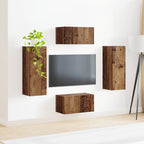 Grand Meuble TV Mural en Bois Ancien - 2 Portes-Mon Meuble TV-4