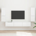 Grand Meuble TV Suspendu Effet Bois Ancien - 4 Pièces-Mon Meuble TV-Blanc brillant-16