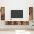 Grand Meuble TV Suspendu Effet Bois Ancien - 4 Pièces-Mon Meuble TV-Bois ancien-2