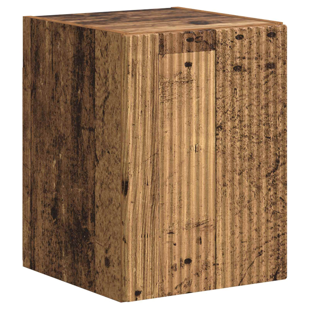 Grand Meuble TV Suspendu Effet Bois Ancien - 4 Pièces-Mon Meuble TV-Bois ancien-7