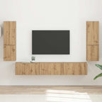Grand Meuble TV Suspendu Effet Bois Ancien - 4 Pièces-Mon Meuble TV-Chêne artisanal-18