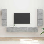 Grand Meuble TV Suspendu Effet Bois Ancien - 4 Pièces-Mon Meuble TV-Gris béton-15