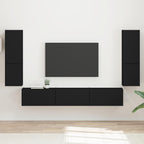 Grand Meuble TV Suspendu Effet Bois Ancien - 4 Pièces-Mon Meuble TV-Noir-21