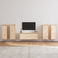 Long Meuble TV en Bois Massif de Pin - 5 Pièces-Mon Meuble TV-Naturel-2