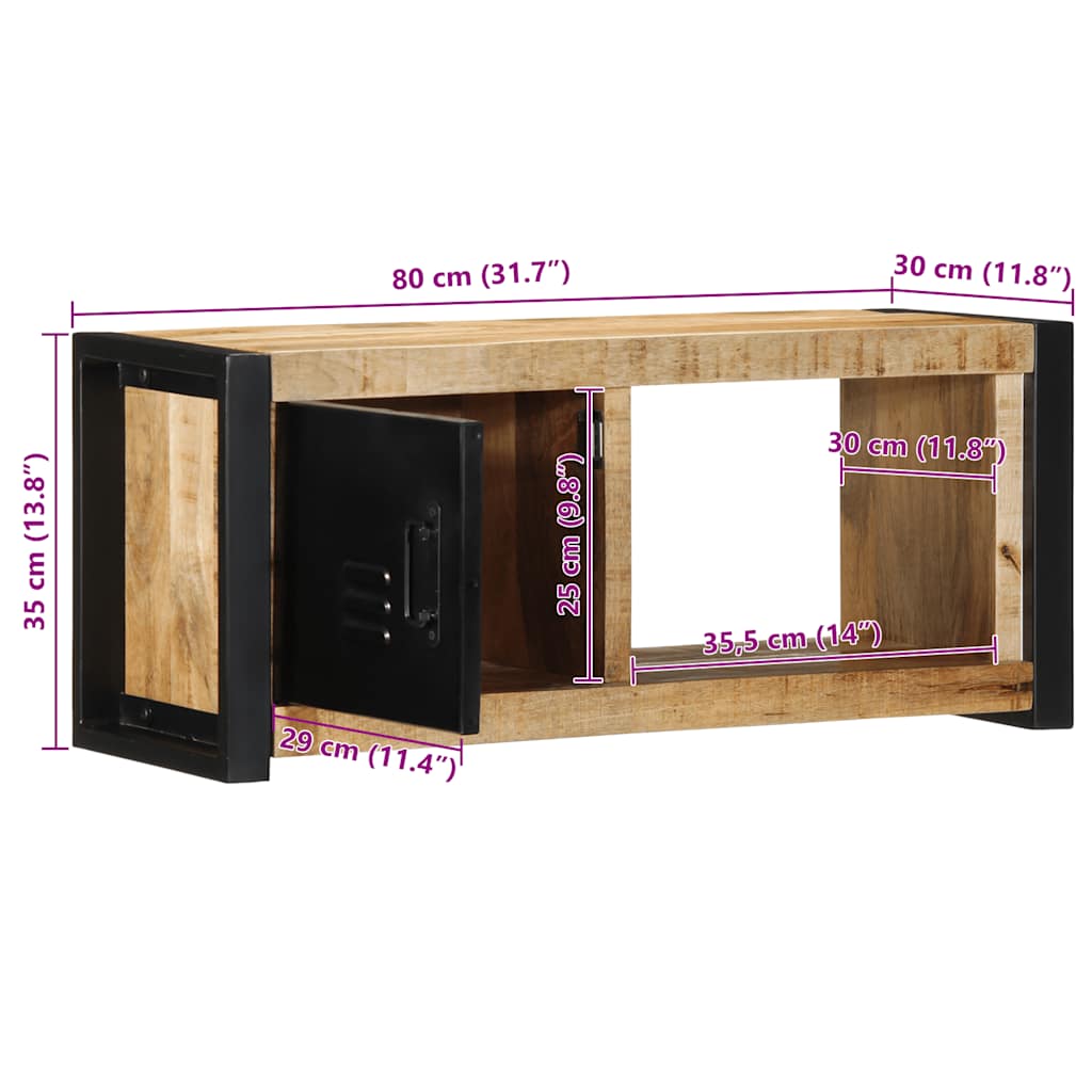 Meuble Bas TV Fait Maison en Manguier Massif - 80 cm-Mon Meuble TV-Bois de manguier brut massif-10