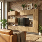 meuble-bibliotheque-tv-design-effet-chene-artisanal-7-pieces-decor