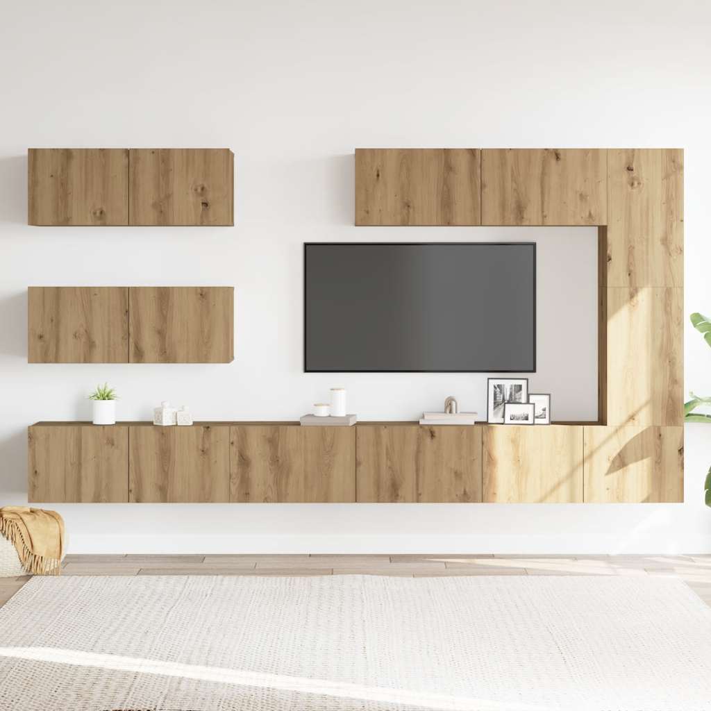 Meuble Bibliothèque TV Design Effet Chêne Artisanal - 7 Pièces-Mon Meuble TV-2