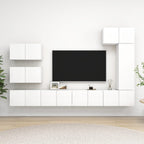 Meuble Bibliothèque TV Suspendu Effet Béton - 6 Pièces-Mon Meuble TV-Blanc-60 cm-8-16