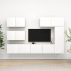 Meuble Bibliothèque TV Suspendu Effet Béton - 6 Pièces-Mon Meuble TV-Blanc-80 cm-6-13