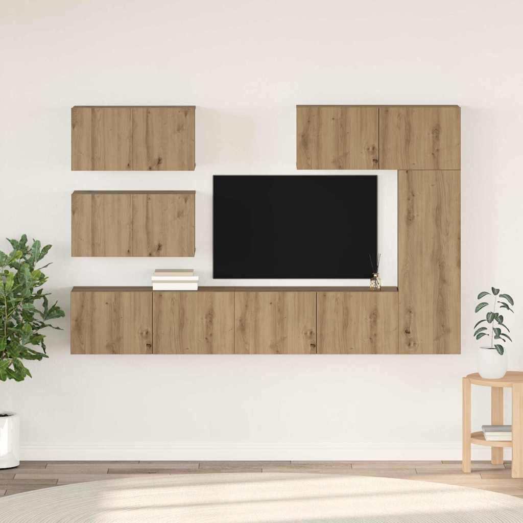 Meuble Bibliothèque TV Suspendu Effet Béton - 6 Pièces-Mon Meuble TV-Bois ancien-60 cm-8-23