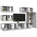 Meuble Bibliothèque TV Suspendu Effet Béton - 6 Pièces-Mon Meuble TV-Bois ancien-60 cm-8-3