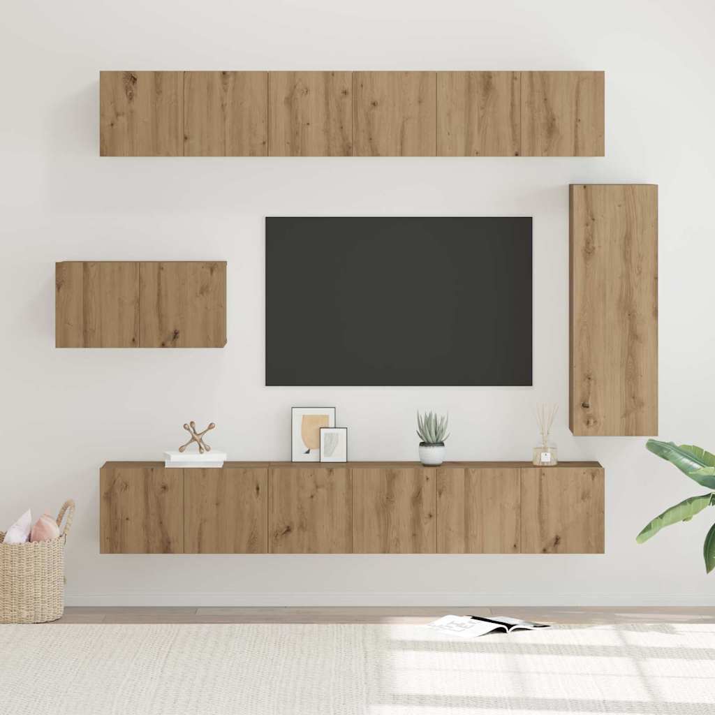 Meuble Bibliothèque TV Suspendu Effet Béton - 6 Pièces-Mon Meuble TV-chêne artisanal-60 cm-8-28