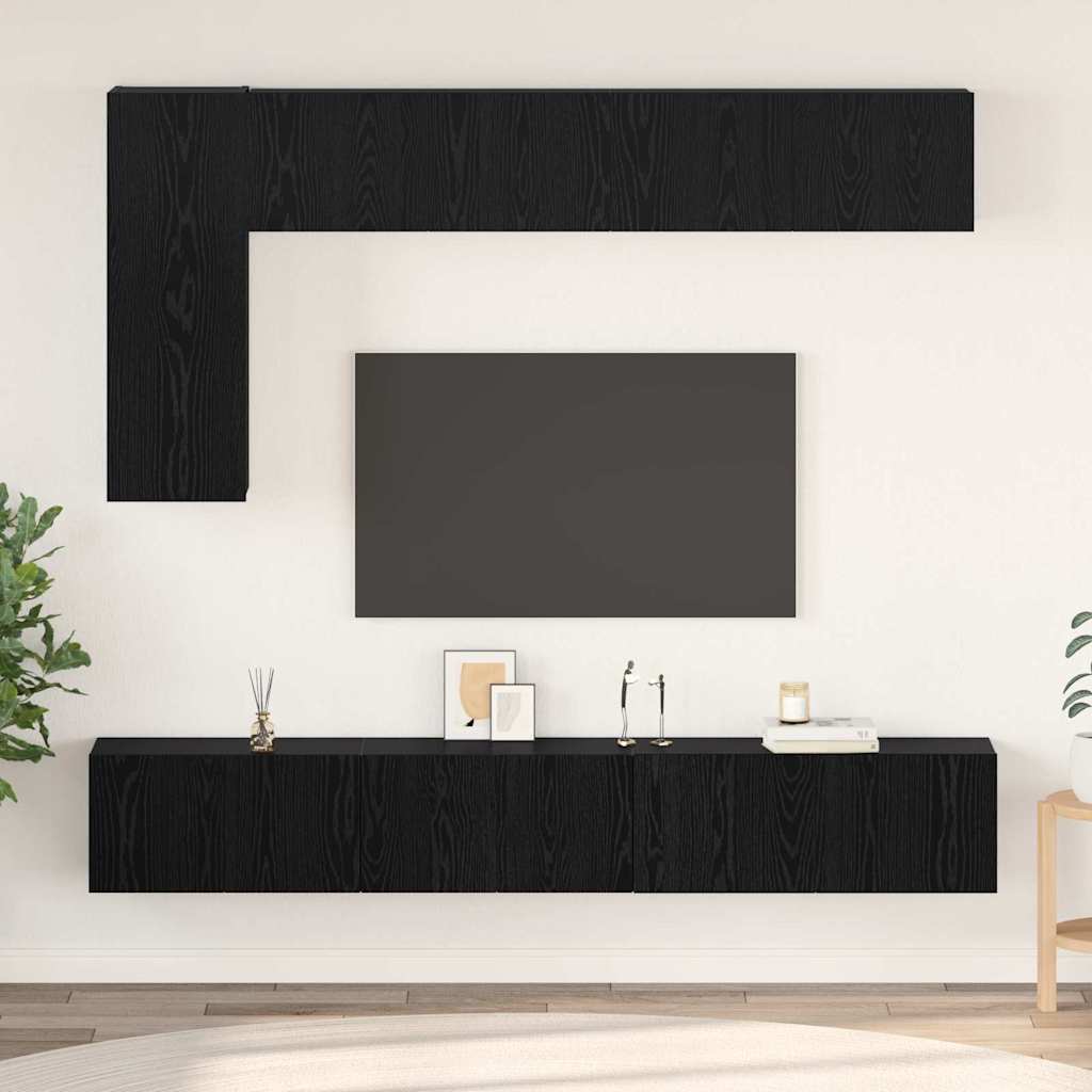 Meuble Bibliothèque TV Suspendu Effet Béton - 6 Pièces-Mon Meuble TV-Chêne noir-80 cm-6-24