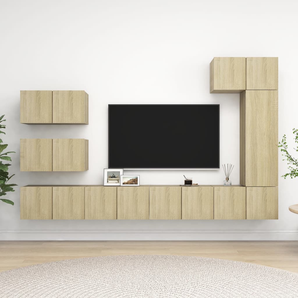Meuble Bibliothèque TV Suspendu Effet Béton - 6 Pièces-Mon Meuble TV-Chêne sonoma-60 cm-8-17
