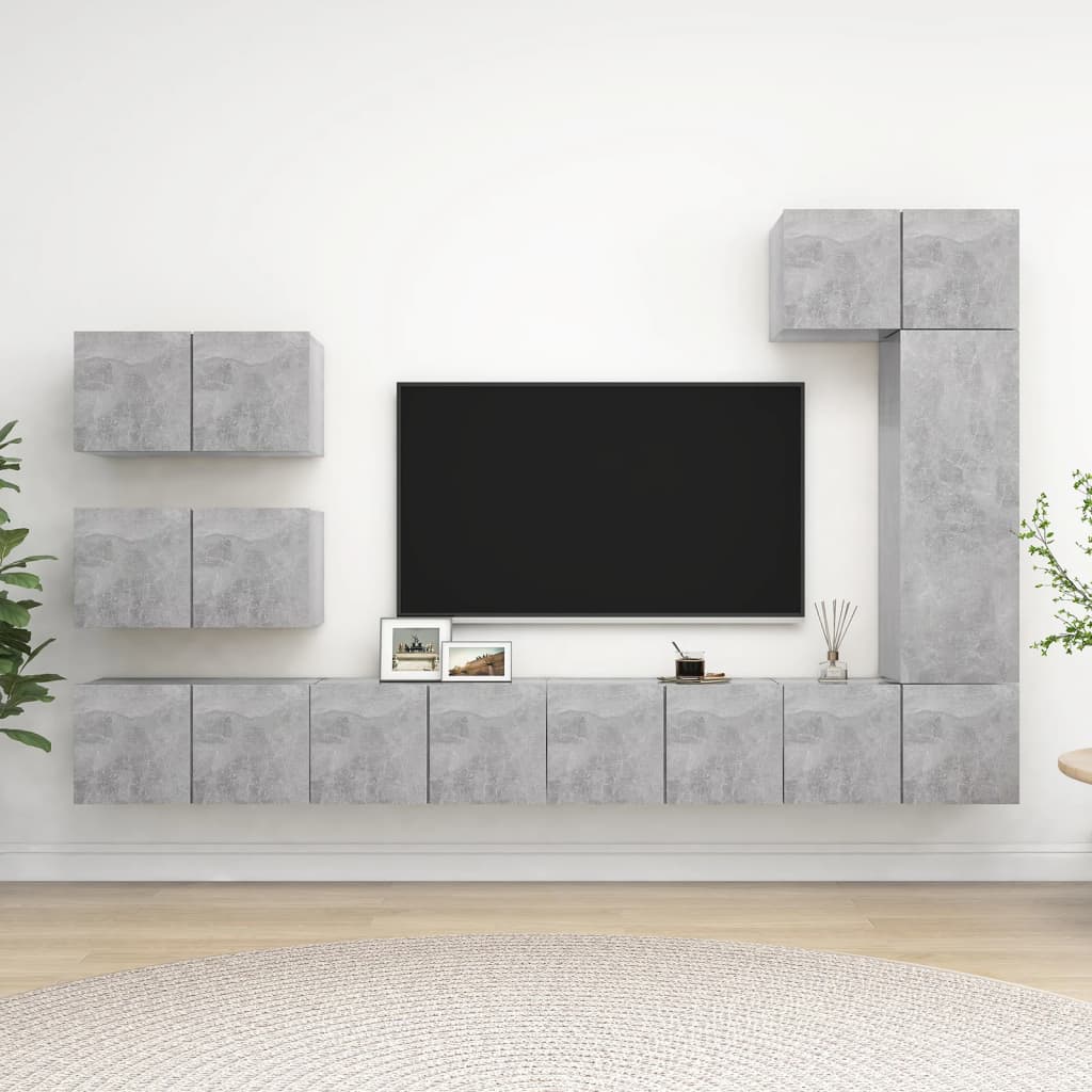 Meuble Bibliothèque TV Suspendu Effet Béton - 6 Pièces-Mon Meuble TV-Gris béton-60 cm-8-20