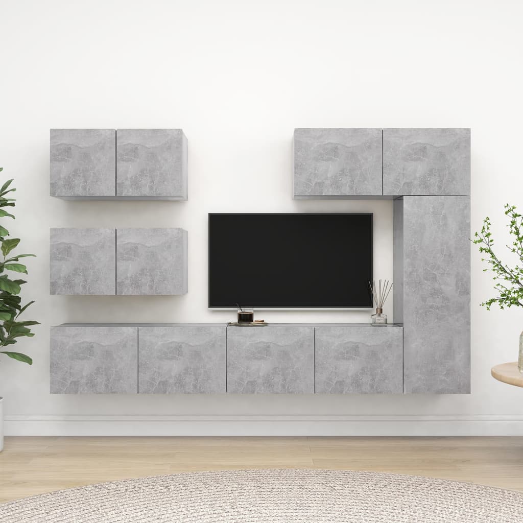 Meuble Bibliothèque TV Suspendu Effet Béton - 6 Pièces-Mon Meuble TV-Gris béton-80 cm-6-2