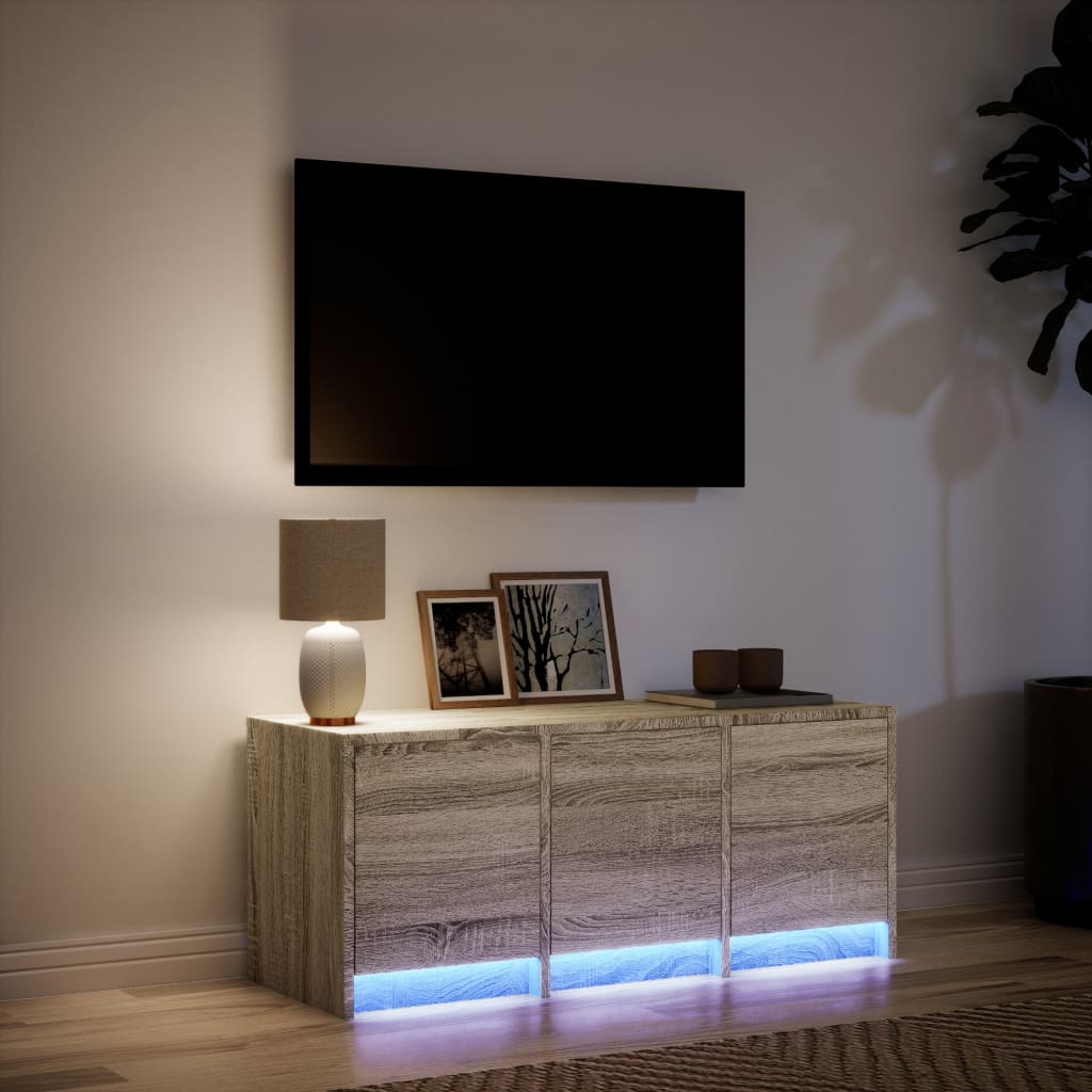 Meuble de TV avec LED Effet Chêne Sonoma - 97 cm-Mon Meuble TV-5