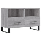 Meuble de TV Gris Effet Sonoma et Métal - 80 cm-Mon Meuble TV-Blanc-1-2