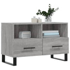 Meuble de TV Gris Effet Sonoma et Métal - 80 cm-Mon Meuble TV-Blanc-1-3