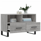 Meuble de TV Gris Effet Sonoma et Métal - 80 cm-Mon Meuble TV-Blanc-1-4