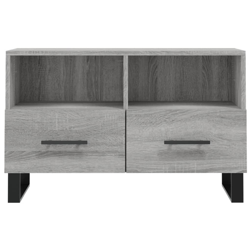 Meuble de TV Gris Effet Sonoma et Métal - 80 cm-Mon Meuble TV-Blanc-1-5
